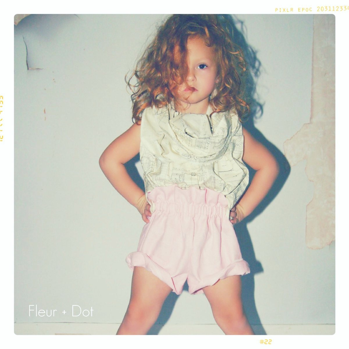 Pink Linen Ruffle Tops Shorts in Bubble Gum Pink from the Spring Summer Collection by Fleur and Dot