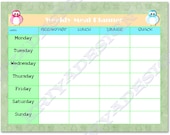 weekly meal planner, planner printable meal, INSTANT DOWNLOAD planner organizer owl, pdf printable file