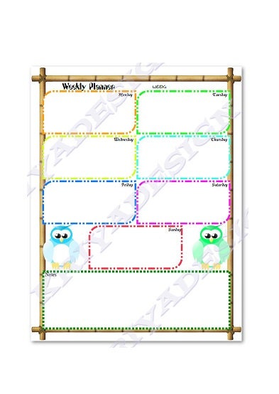 weekly planner, printable weekly planner, INSTANT DOWNLOAD planner organizer, fun printable owl, pdf printable file