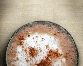 Cappuccino photography 8"x8"  Kitchen art Rustic Mint Brown Dark Coffee