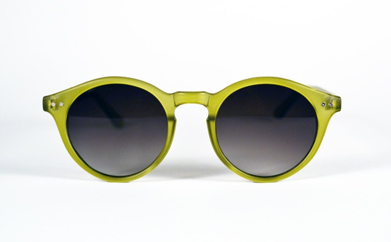 Transparent Matte Light Olive Round Circle Cat Eye Wayfarer Sunglasses