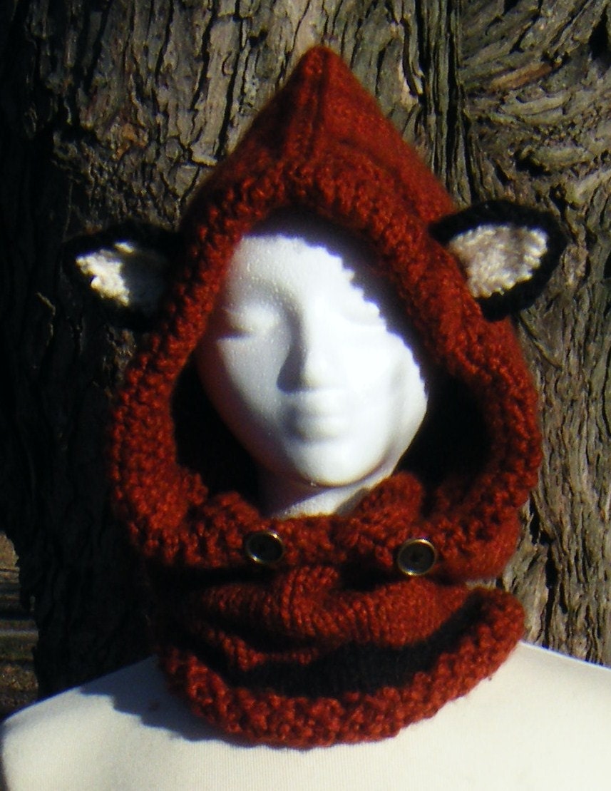 Fantasy Fox Cowl with Hood size Teen/Adult, MADE - To - ORDER, Custom colors