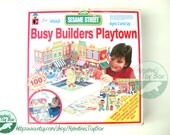 Vintage Sesame Street Colorforms Play Set: Busy Builders Playtown