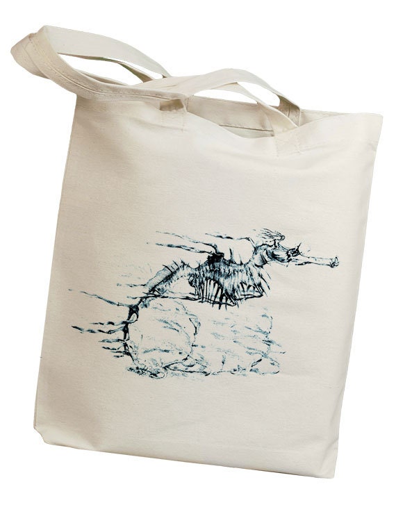 Blue Seahorse Eco Friendly Canvas Tote Bag (isl023)