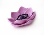 Felt flower brooch Lilac Anemone - ready to ship