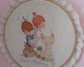 1985 Hand embroidered "Love Lifted Me" hoop