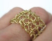 Knitted Wire Ring, Golden Cocktail Ring