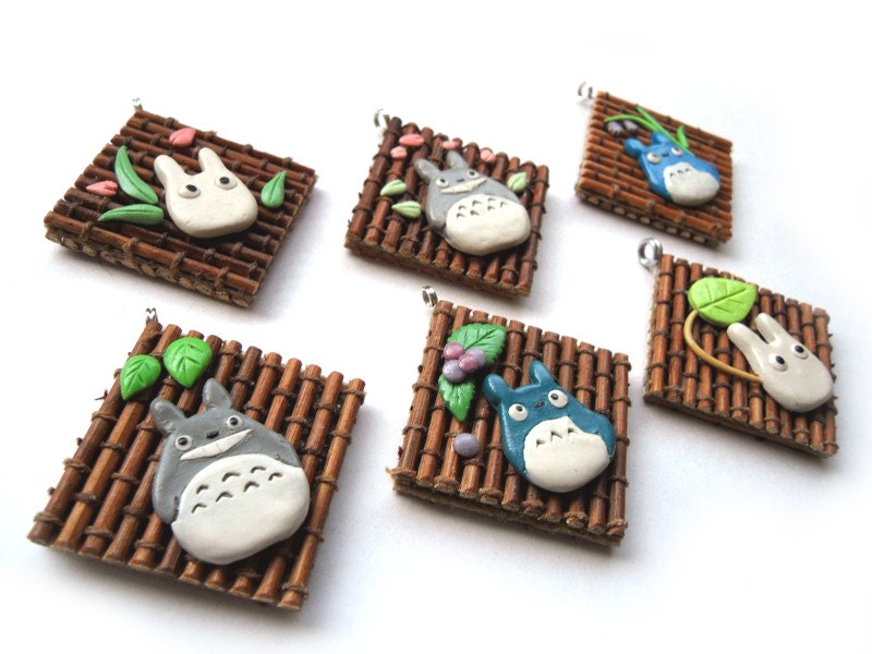 Unique Green Pendant - Upcycled Woven Bamboo - My Neighbor Totoro