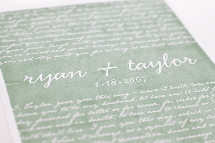 Custom Wedding Vow Art, Anniversary Gift Giclee Art Print / Typography Song Lyric Art Digital Print / 8x10 / Choose your Color