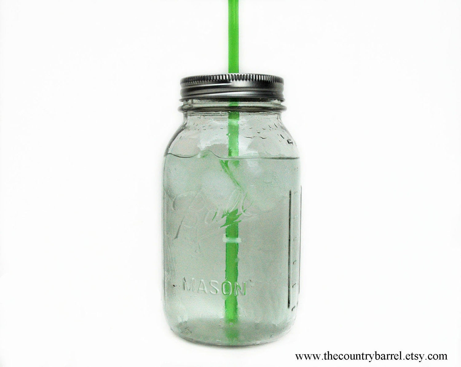 1 DIY Mason Jar To-Go Tumbler Lid - Reusable Canning Jar Top and Straw - Green Apple - 9" Straw