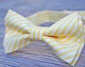 Boys Yellow Tie -- Yellow Seersucker Tie -- Boys Yellow Bowtie -- Mens yellow bow tie