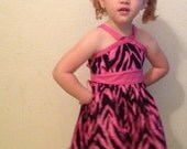 Girls pink and black zebra dress