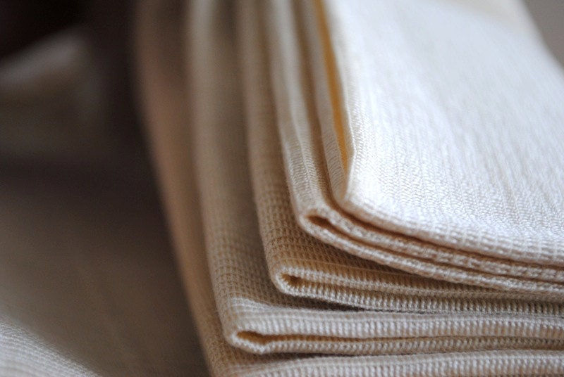 Vintage Linens - Table Dinner Napkins Ecru Beige Set of Six