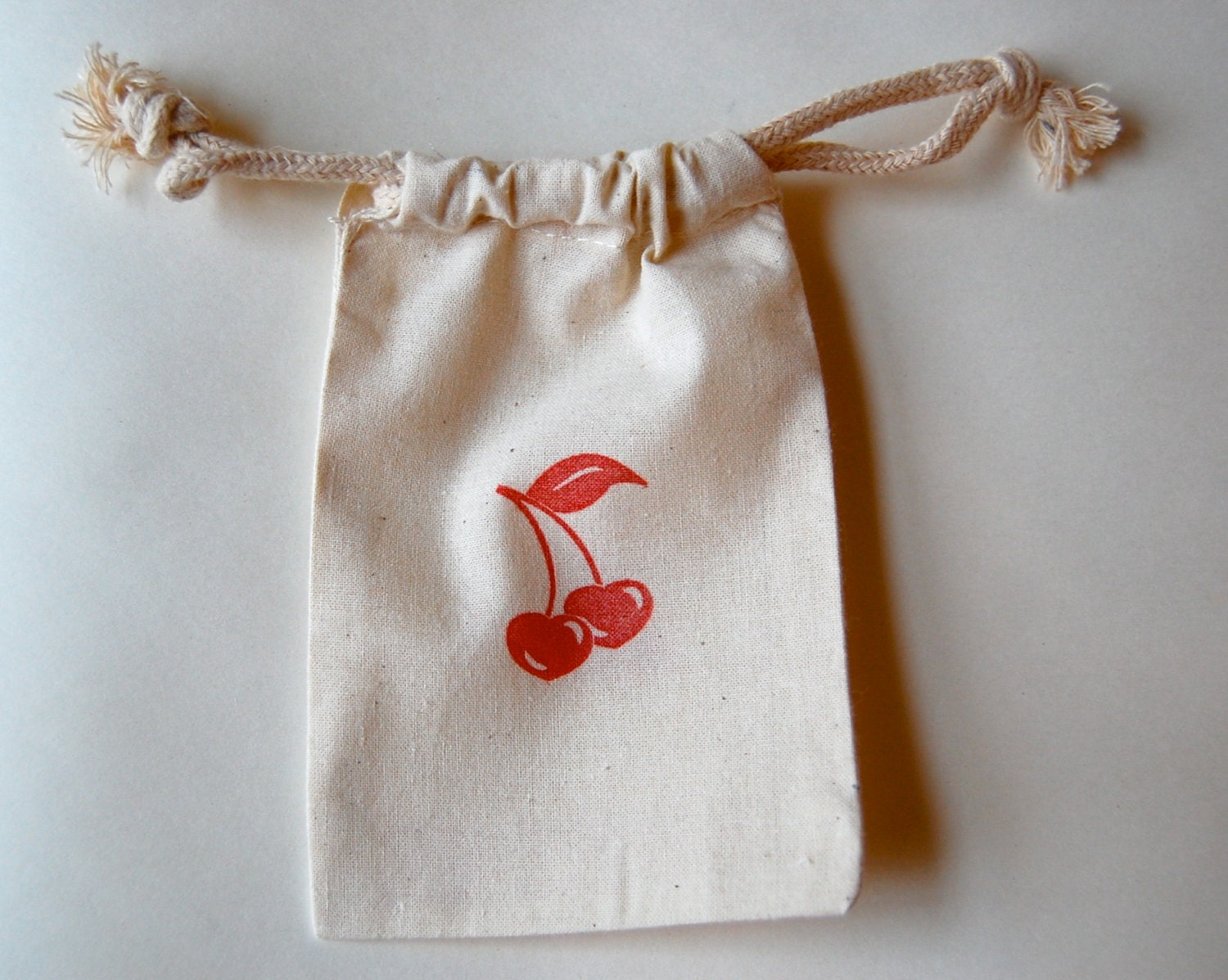 Cherry Hearts Party Favor Bag / Set of 10 / Valentine's Day favors / Wedding Favors
