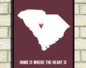 South Carolina 8 x 10 inch  Home is Art Print Travel Map I heart USA SALE buy 2 get 3