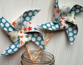 SALE 20% Off Stars and Polka Dots Paper Pinwheels on Paper Straws set of 4 Il_170x135