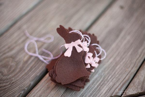 Chocolate Easter Bunny Garland Bunting with Pink Bows Il_570xn