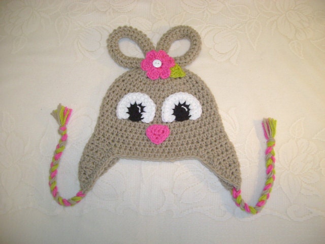 Tan Easter Bunny Crocheted Hat - Photo Prop - Available in Any Size or Color Combination