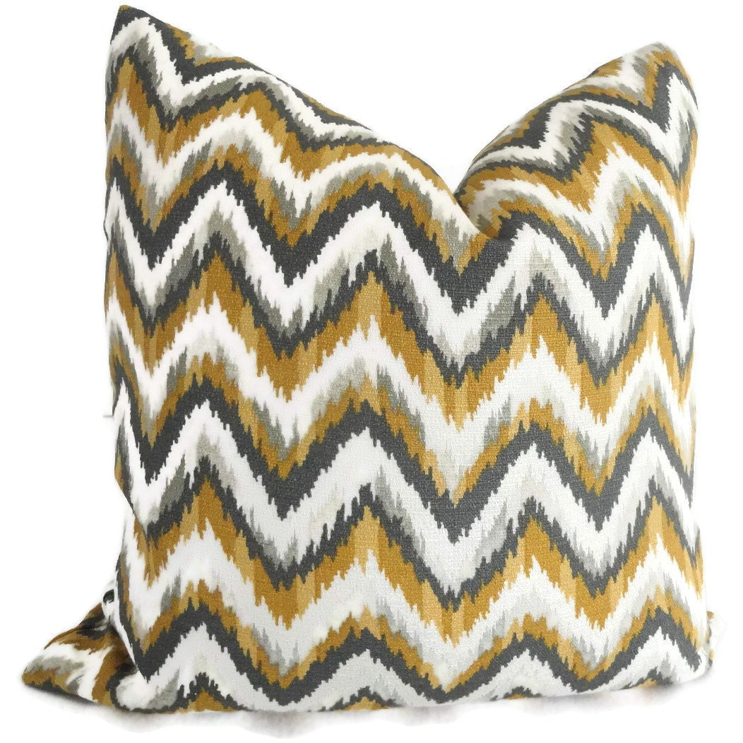 Nate Berkus Gray and Gold Chevron Decorative Pillow Cover, 18x18, 20x20, 22x22 or lumbar pillow, Accent Pillow, Throw Pillows,