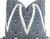 Indigo Blue Ikat Chevron Decorative Pillow Cover, 18x18, 20x20, 22x22 or lumbar pillow Throw Pillow, Accent Pillow, Toss Pillow