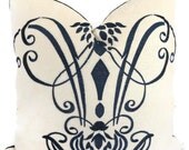 Blue Embroidered Medallion Decorative Pillow Cover, 18x18, 20x20, 22x22, Accent Pillow, Throw Pillows,