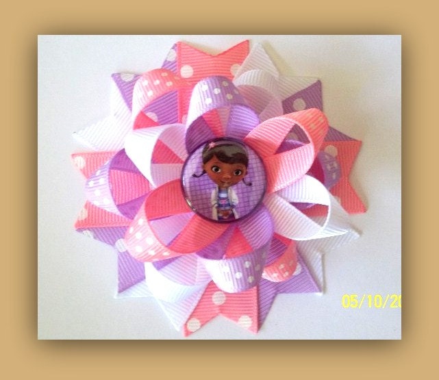 Ready To Ship, Doc McStuffins Boutique Hair Bow Clip for Girls.