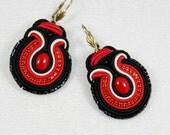 Soutache Earrings - Flamenco /creme, red, black/