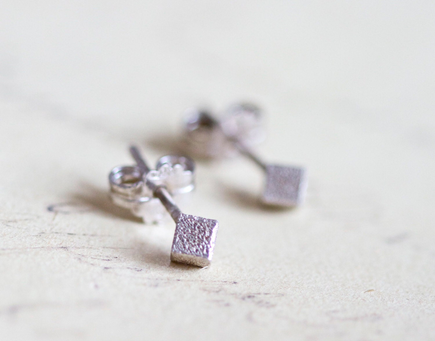 Little Cubes - Eighties Tiny Sterling Silver stud Earrings