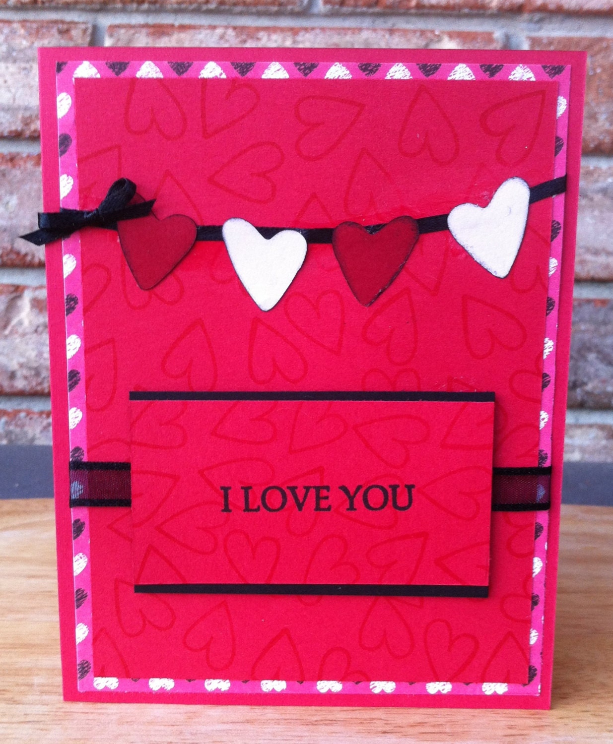 Hamiltons Handmade Mini Red and White Hearts Banner I Love You Valentines Day Card