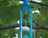 Frosted Blue  Wine Bottle Wind Chime