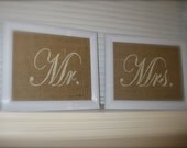 MR. & MRS. 8 x 10" Burlap Wedding Sign INSERTS in Shabby Chic Cream- for Head Table or Place Cards- French country, Barn, Rustic, Home Decor