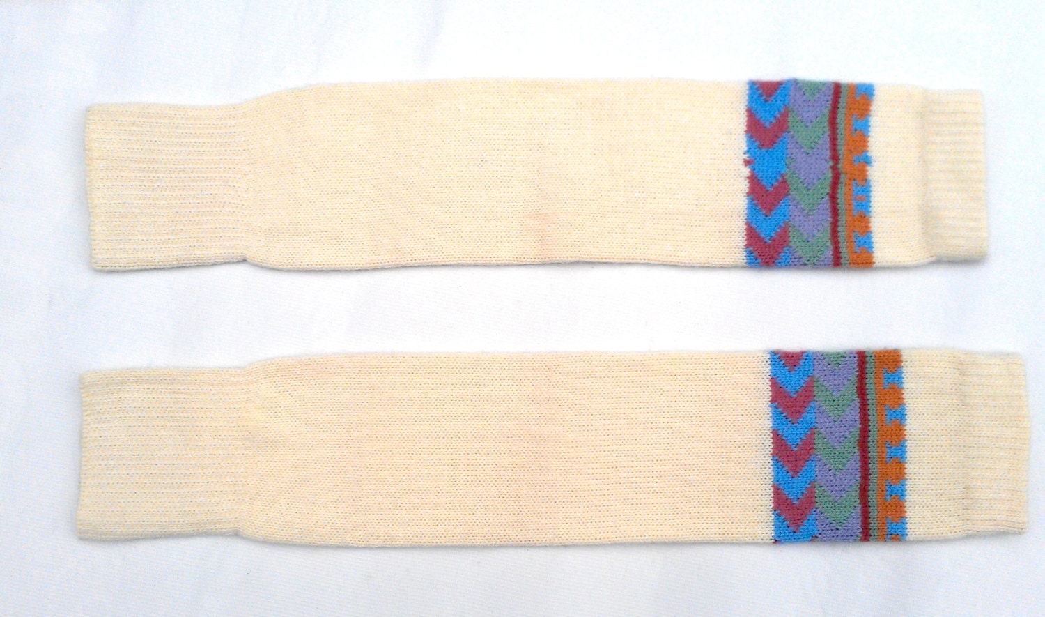 VTG 80s Cream Aztec Legwarmers X-Long