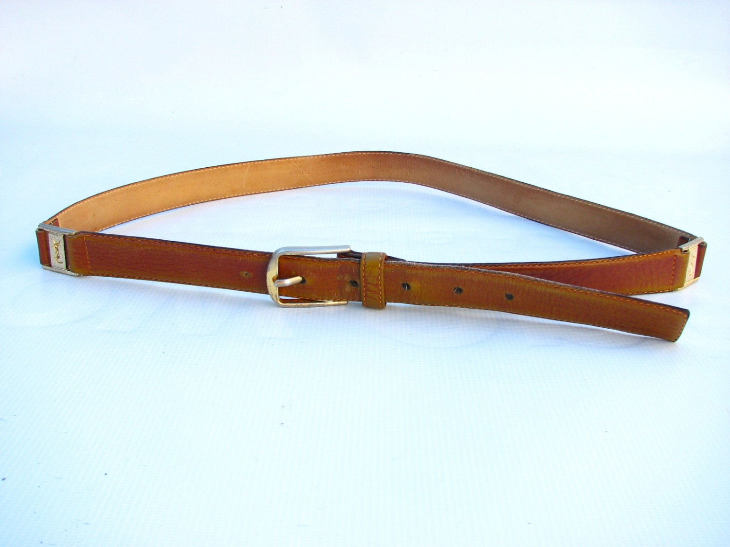 VTG YSL Tan Belt Hardware Detailing - Sz Medium - Free Shipping to US