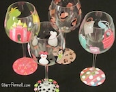Custom Hand Painted Wine Glasses Penguins Leopard Princess Shopaholic You Decide