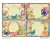 BUTTERFLY - Digital Collage Sheet. Set of 4 Vintage Images.Printable Download l434