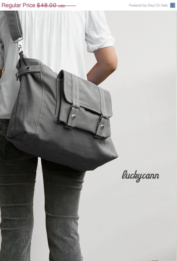 Fathers day sale CARSON // Dark Grey // 031 // Luckycann // Handmade // Everyday Canvas Bag // Sale