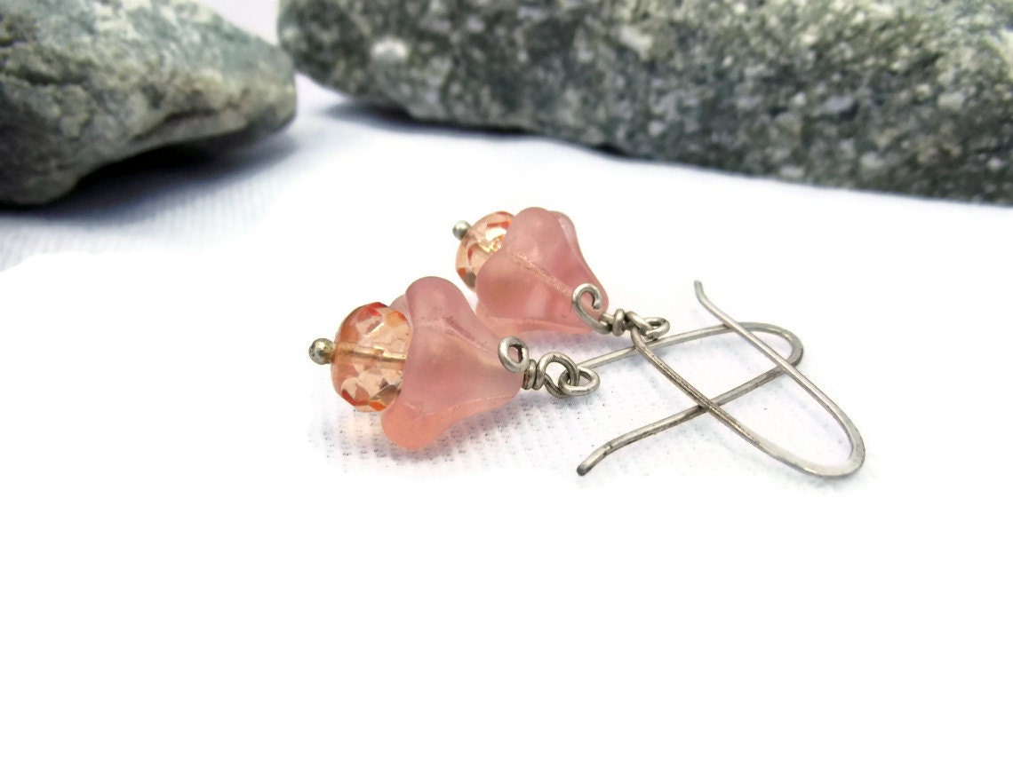 Sterling Silver Flower Beaded Earrings with Swarovski crystals. 092