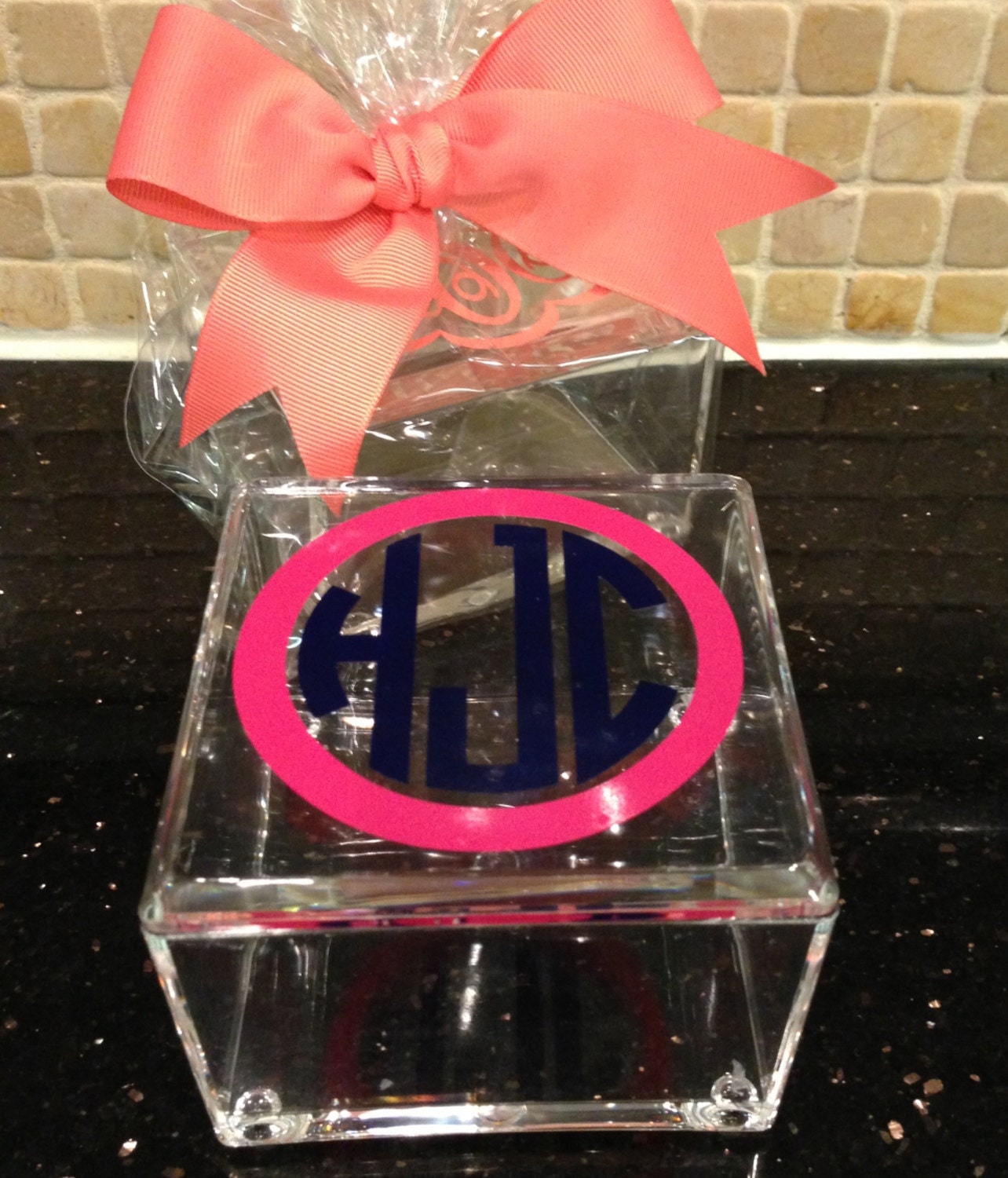 Monogrammed Square trinket box