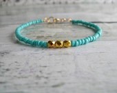 Turquoise/Gold Beaded Bracelet