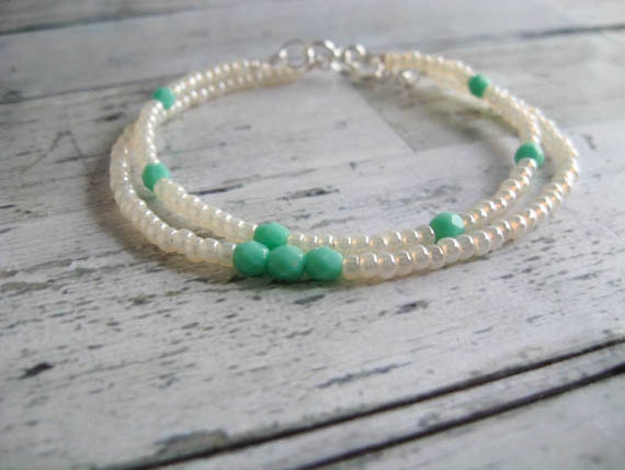 Pearl/Mint Beaded Bracelets