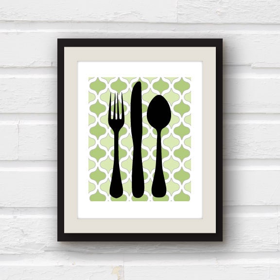 Fork, Knife, Spoon Kitchen Print - Kitchen Utensils - Kitchen Decor - 8x10 Kitchen Print