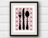 Fork, Knife, Spoon Kitchen Print - Kitchen Utensils - Kitchen Decor - 8x10 Kitchen Print