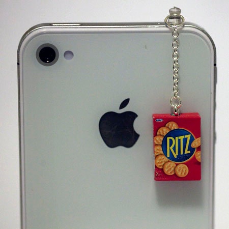 Kawaii RITZ CRACKERS Iphone Earphone Plug/Dust Plug - Cellphone Headphone Handmade Decorations