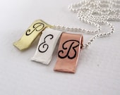Personalized Initials Necklace - Mixed Metal - Sterling Silver - Brass - Copper - Patricia Ann Jewelry Designs