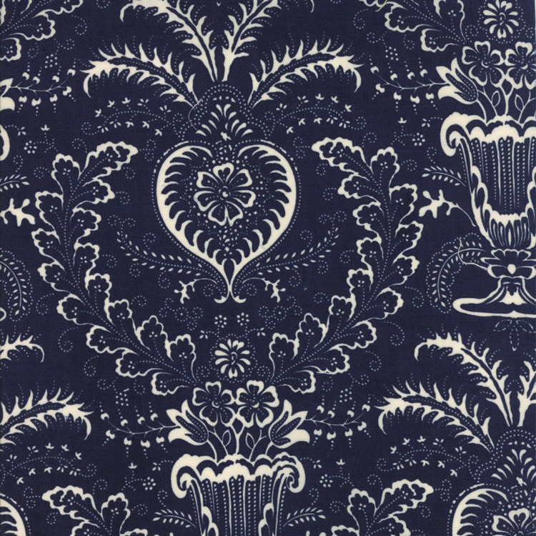 Indigo Crossing Dark LAMINATED fabric yardage (aka oilcloth, vinyl, coated, slicker)