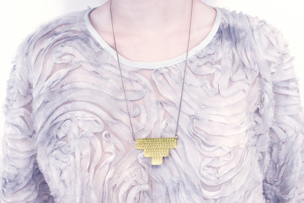 V Steps Brass Necklace