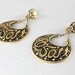 Large Vintage Spain Damascene dangle Hoop Earrings