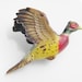 Vintage Wood Hand Carved Painted Bird Brooch 40s
