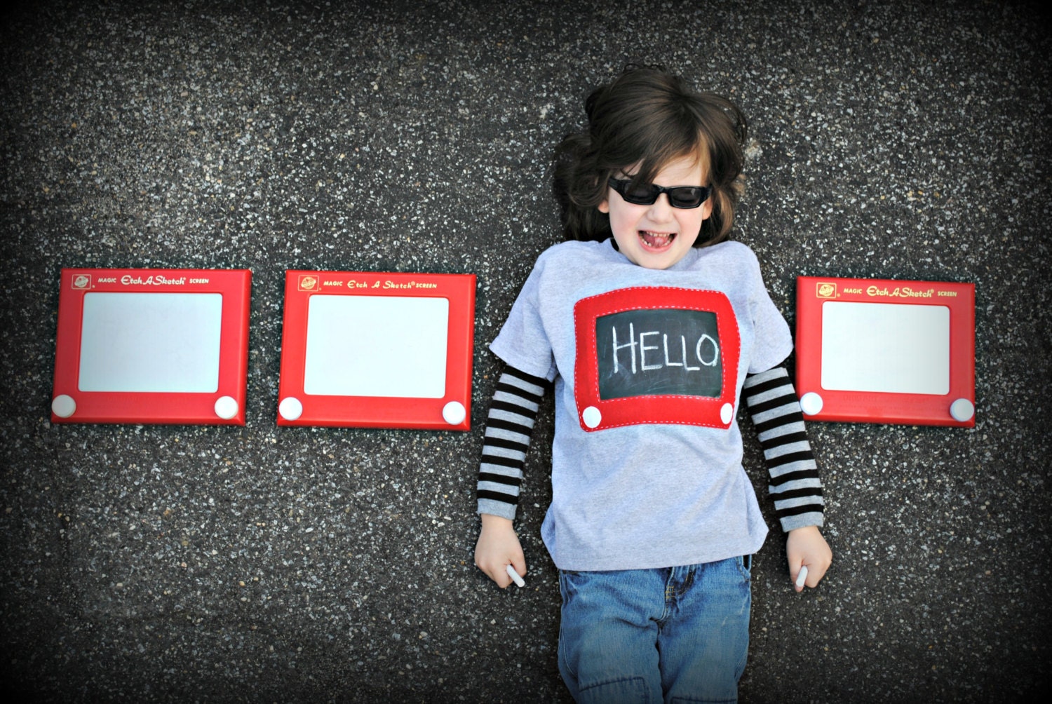 Chalkboard  kids t-shirt Etch A Sketch inspired