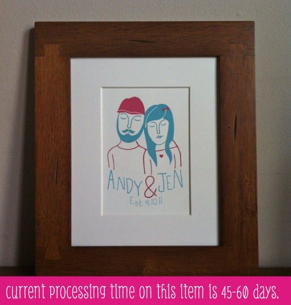 Custom portrait, wedding gift for couple, custom couple portrait, custom family portrait 5x7